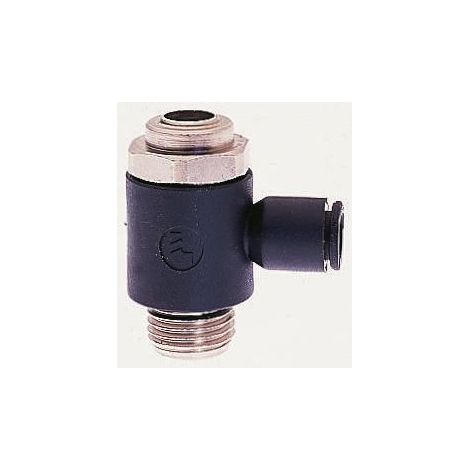 Régleurs de débit à vis noyée à échappement pneumatique coudé mâle BSPP polymère série 7010 - Parker Legris