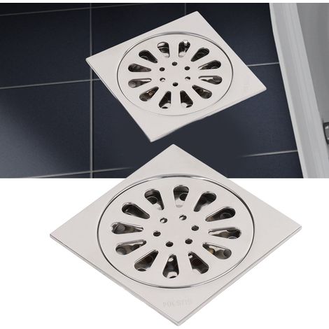 Grille de sol antimoustiques électroplaquée cuivre 304, écoulement rapide pour salle de bain/kitchen, système gravité automatic avec couvercle amovible (10x10cm, diamètre 4cm) (1/5)