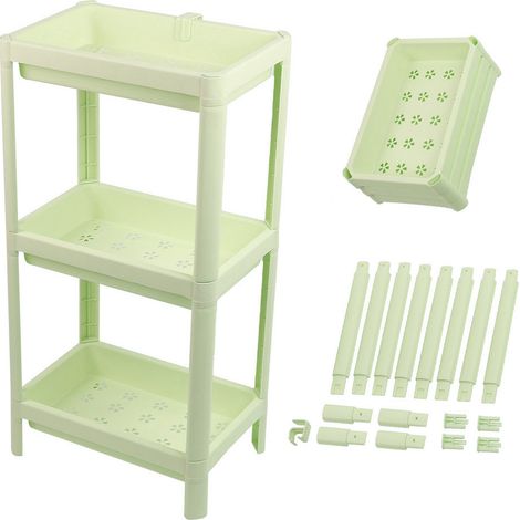 Etagere De Rangement En Plastique Multi-Couches Pour Salle De Bain Et Cuisine Design Creux Anti-Humidite Vert 1 Unite (1/5)