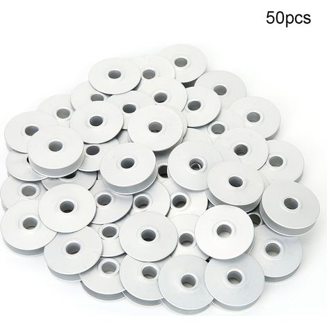Canettes de Machine à Coudre 50 Pièces en Aluminium pour Ourleuse Bobines Vides Métalliques Durables Diamètre 2,5cm (1/4)