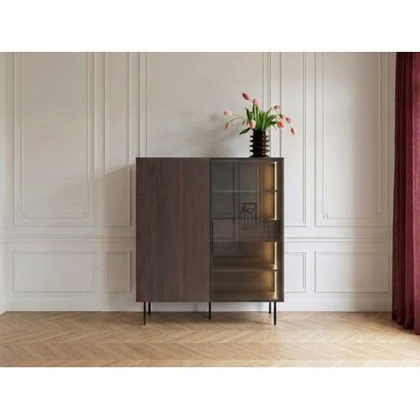 BOBOCHIC - Meuble vitrine 2 portes 2 tiroirs H. 136 cm AURORA avec LEDS (1/5)