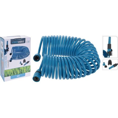 PROGARDEN manguera extensible 10 m espiral , MANGUERA DE RIEGO AZUL JARDÍN Revoluciona las tareas de jardinería con la Manguera de Riego de Pro-Garden Esta manguera tiene u (1/3)