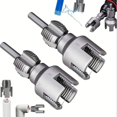 Outil de filetage intégré interne et externe, jeu de matrices 1/2'' 3/4'' 1'', coupe-filet pour tuyaux PVC à double fonction. (1/5)