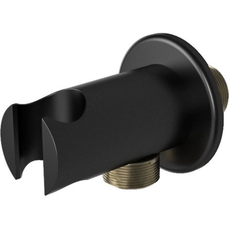 Soporte alcachofa negro mate de pared redondo con rosca de Valaz (1/2)