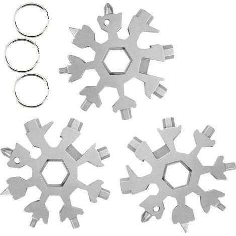 Outil Multifonction Flocon de Neige 18 en 1, Clé à Flocon de Neige En Acier Inoxydableb (Argent) 3 Pcs (1/5)