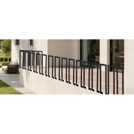 Wolketon 100cm SchwarzOvaler U-förmiger Treppengeländer Eisen Handlauf Geländer, Eisengeländer Innen und Außen Universal Seitlich montiert