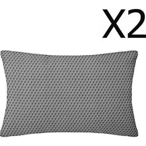 Lot de 2 Coussins gris déhoussable - 30 x 50 cm -PEGANE-