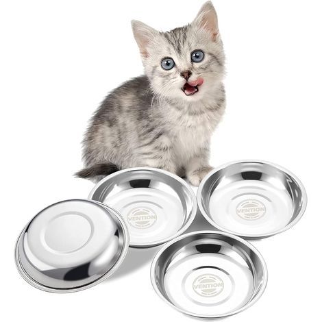 Gamelle de Rechange en Acier Inoxydable pour Chat - Gamelles Peu Profondes en métal pour Chat - 200 à 1,587,6 g - Passe au Lave-Vaisselle (1/5)