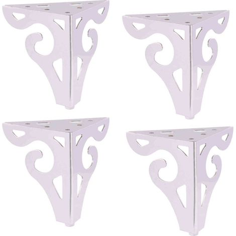 Set di 4 piedini di supporto per divano - 10 x 10 x 12 cm, acciaio cromato, piastra di fissaggio a vite, adatto per divani con vassoio - 12043004 (1/2)