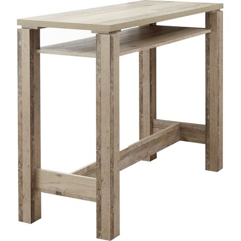 Table-bar 120cm avec étagère aspect bois vieilli - KOLYA (1/4)