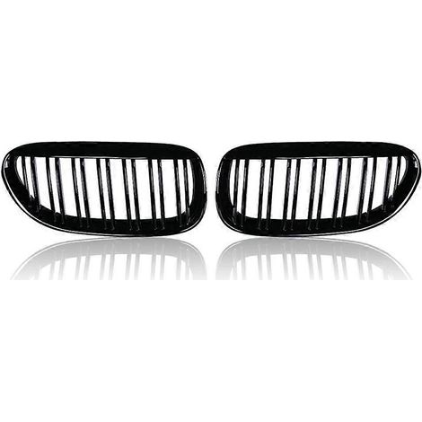 Parrilla delantera de doble línea para parachoques de la Serie 6 E63 E64 2004-2010, accesorios de parrilla de carreras, negro brillante. (1/5)