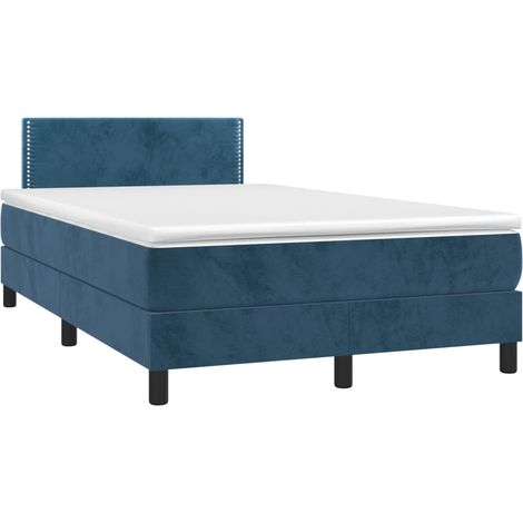 vidaXL Giroletto a Molle con Materasso Blu Scuro 120x200 cm in Velluto