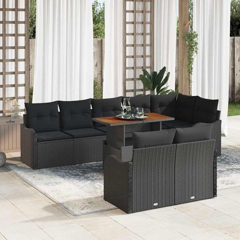 Conjunto de sofá de jardín 9 pcs Negro Poliratán vidaXL (1/5)