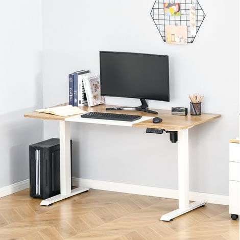 Bureau électrique 140x70 cm réglable, métal blanc HAVRYA (1/3)