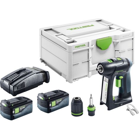 Perceuse-visseuse sans fil Festool C 18-Basic 18 V 45 Nm Brushless + 2 batteries 5,0 Ah + chargeur rapide + Systainer
