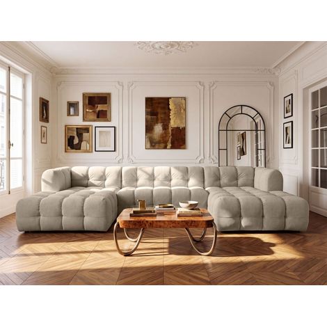 Wohnlandschaft Sofa U-Form SOLVIE in Stoff Moly Beige (1/4)