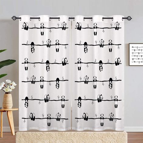 Rideau Occultant Mignon Dessin Animé Animaux Panda Rideau Thermique Isolant Draperies Intérieurs Tenture Opaque à Oeillets pour Maison Chambre Salon Fenetre 2 Pièces L 140 x H 280 cm - 140L X 280H cm (1/5)