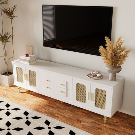 Mueble TV con puertas de ratán y cajones 175 cm OKMYHOME (1/5)