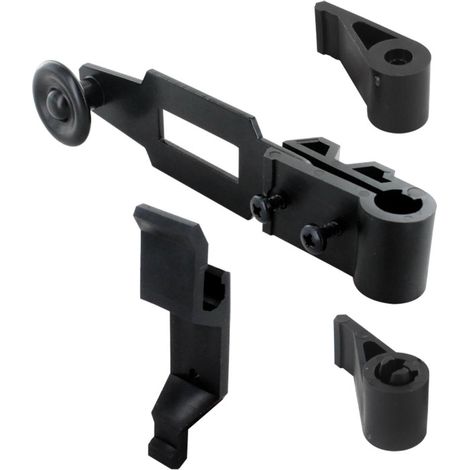 Accessoires d'espagnolettes STANDARD pour volet battant, avec embouts courts - support sans sécurité et colliers - Noir (RAL 9005)