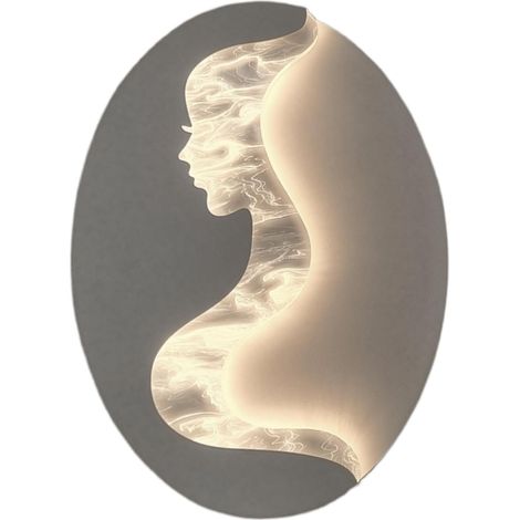 Applique LED Moderna da Parete 7W 560 Lumen con Silhouette Donna – Luce Calda/Naturale/Fredda – Bianco, IP20 – Design Artistico Interno 300x220 mm
