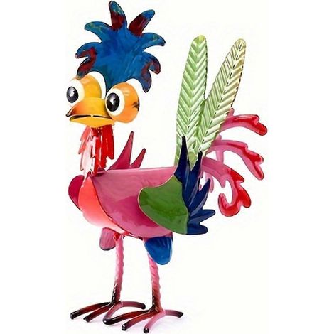 1 coq en métal d'extérieur, décoration de jardin en forme de coq en métal -- (1/5)