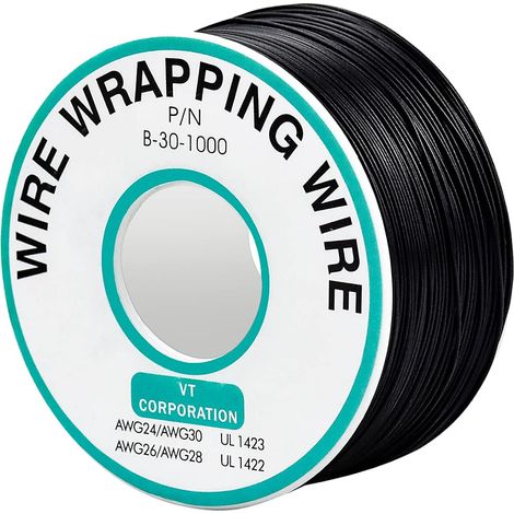 1 Roll 250 m Electric Wires 0.25 mm 30AWG 105℃ Flexible Electrical Cable Electronic Wire Tinned Copper Wire Stranded Wire for Wrapping (Black) (1/5)
