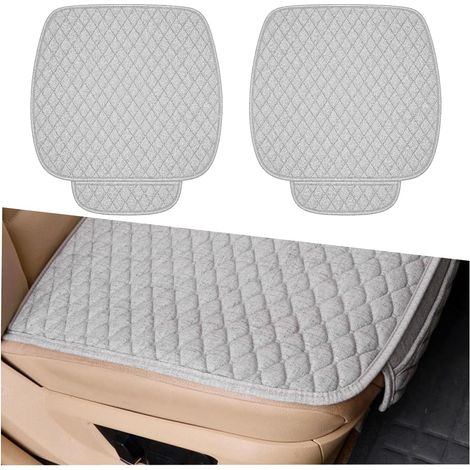 2 Pièces Coussin De Voiture Anti-Dérapant en Lin, Protecteur Sièges De Avant Doux Confort - Anti-Dérapant Accessoires, Coussin pour Siège Avant Voiture avec Fond Antidérapant(Gris) (1/5)