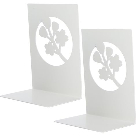 2 Serre-Livres en Métal Lourd Anti-Glisse, Support Décoratif Sakura pour Étagères Bureau Salon - Lot de 2 (1/5)