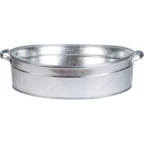 Ac-Deco – Bassine ovale en zinc 21L – Dimensions L 58,5 x l 45,2 x H 15,4 cm – Pour entretien de plantations en extérieur