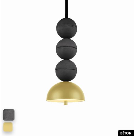 Lampe de suspension en béton - BOSFOR CONCRETE ANTHRACITE - CITRON 3 BALLES LED 14W (1/2)