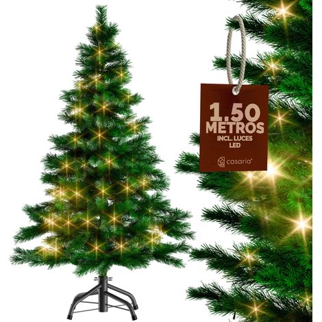 Árbol de Navidad artificial Verde con soporte con luz LED iluminación interior para las fiestas - modelo a elegir Estándar 150cm (1/9)