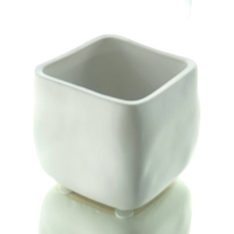Scheulen – Pot de fleurs cube Knuddelwürfel blanc mat, carré 7 cm – Céramique (1/2)