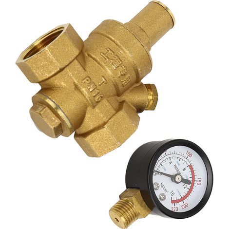 Régulateur réducteur de pression d'eau en laiton DN20 réglable avec manomètre (1/5)