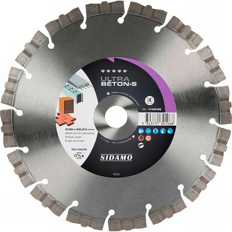 Disque diamant ULTRA BÉTON-S D. 125 x 22,23 x H 10 mm Béton / Béton armé - 11130105 - Sidamo (1/2)
