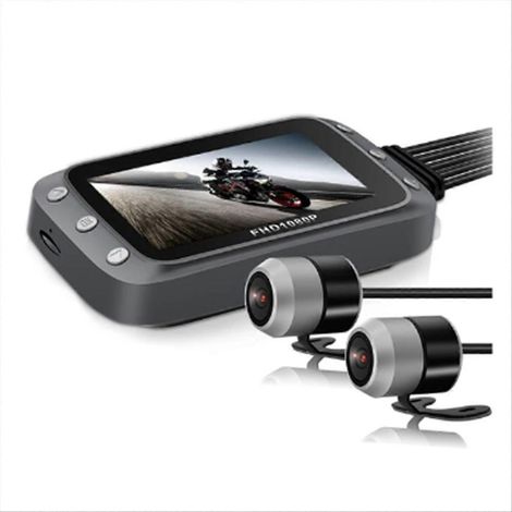 Caméra embarquée DVR pour moto, 1080p + 1080p Full HD, vision avant et arrière, étanche, avec enregistreur GPS et vue arrière. (1/5)