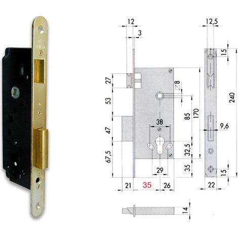Cisa 5C130-70-0 Serratura Infilare Cil Sag Bt F22