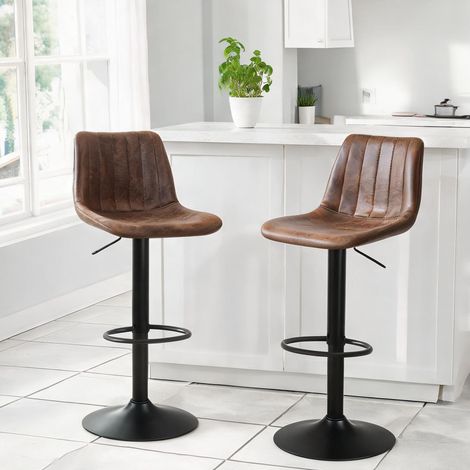 Tabouret de bar marron en tissu 43 x 46,5 x 110 cm (1/5)