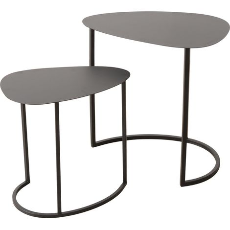 Couchtische JERRY, tropfenförmig, aus Metall, 2er-Set