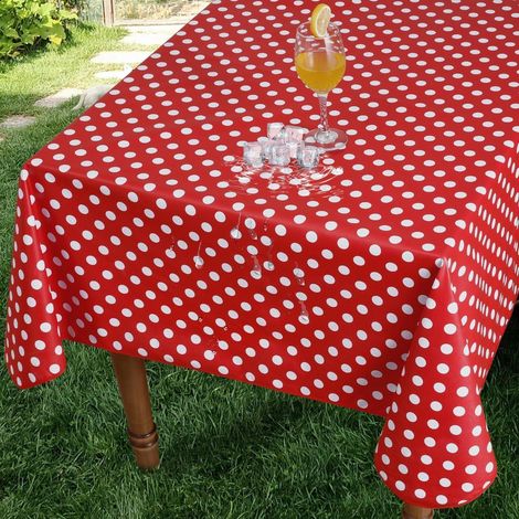 Nappe cirée 140x240 cm Carreaux Rouge-Blanc, lavable, imperméable