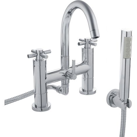 Hudson Reed Tec Crosshead Bath Shower Mixer Tap Deck Mounted - Chrome (1/5)