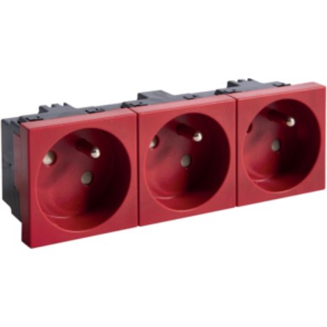 tehalit.GB-EG Steckdose mit/ohne 33 Grad dreifach 45x45mm halogenfrei rot EER3333020
