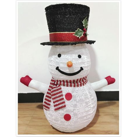 Bonhomme de Neige LED Pliable pour extérieur à Piles, 70 x 54 x 36 cm, idéal pour décorer et Ajouter Une Ambiance Festive à Noël.