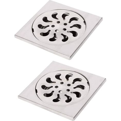 2pcs scarico a Pavimento in Acciaio Inox, Griglia Quadrata Doccia Filtro Scarico della Doccia Doccia Cattura i Capelli per il Bagno, 90x90x30mm (1/5)