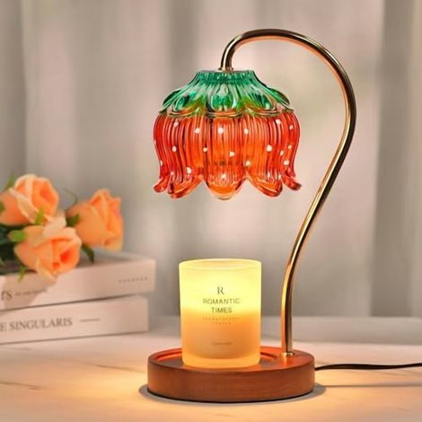 Lampe Chauffe-Bougie - Chauffe-Cire avec Minuterie et Réglage d'Intensité - Pour Bougies en Pot et Cires Fondantes - 1 Pièce