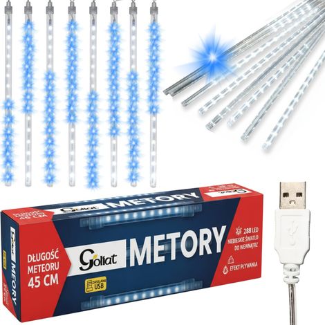 LED-Lichterkette mit Meteorstrom-Eiszapfen, fallender Schnee, 45 cm, blau, USB-Anschluss (1/5)