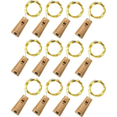 12-Piece LED Bottle String Lights, Warm White, 2m 20 LED Bottle Lights, Copper Wire Decoration for Halloween, Christmas, Parties, Weddings, and Gardens (1/5)