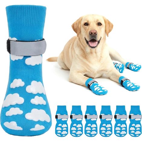 Chaussettes Antidérapantes pour Chien, 6 Pièces, Cloud L (1/5)