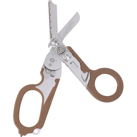 Multifunktionale, klappbare Notfallschere aus Edelstahl für Camping und Notfälle, sandfarben (1/5)
