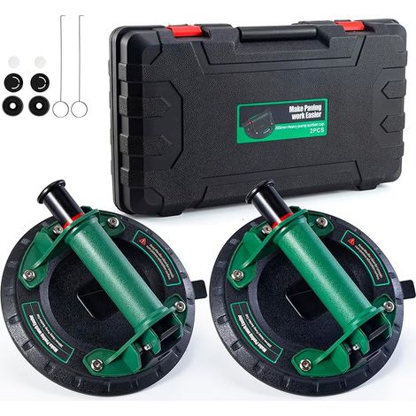 Lot de 2 Ventouses à Vide Robustes pour Verre, Carrelage et Meubles,Capacité de Charge de 130 kg Idéales pour le Levage et le Déplacement de Surfaces Lisses Avec Boîte à Incluse