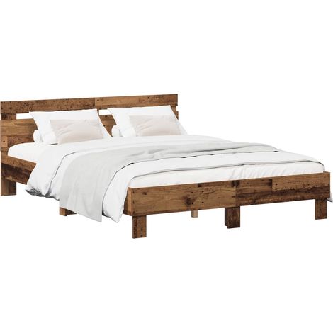 Estructura de cama Madera envejecida 135 x 190 cm vidaXL (1/5)